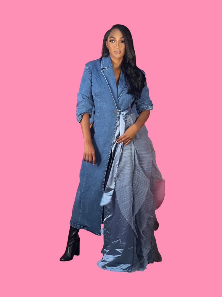 The Dramatic Denim Maxi Blazer
