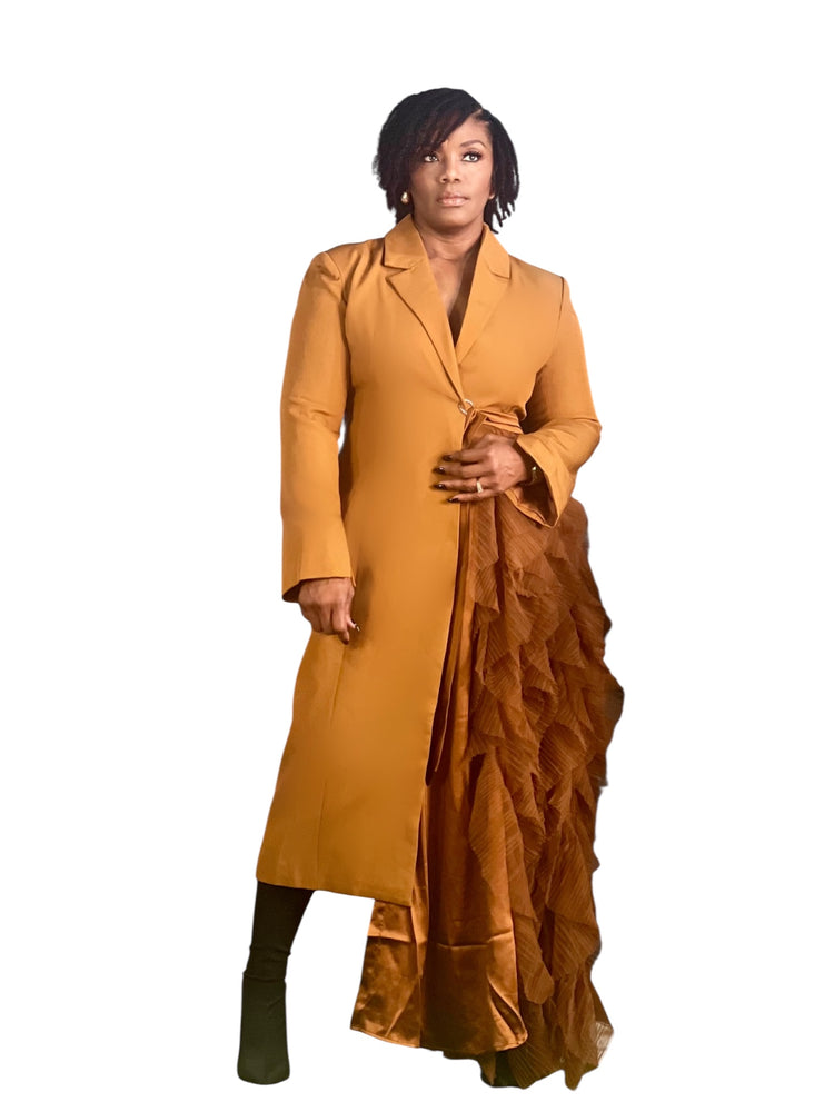 The Dramatic Rust Maxi Blazer