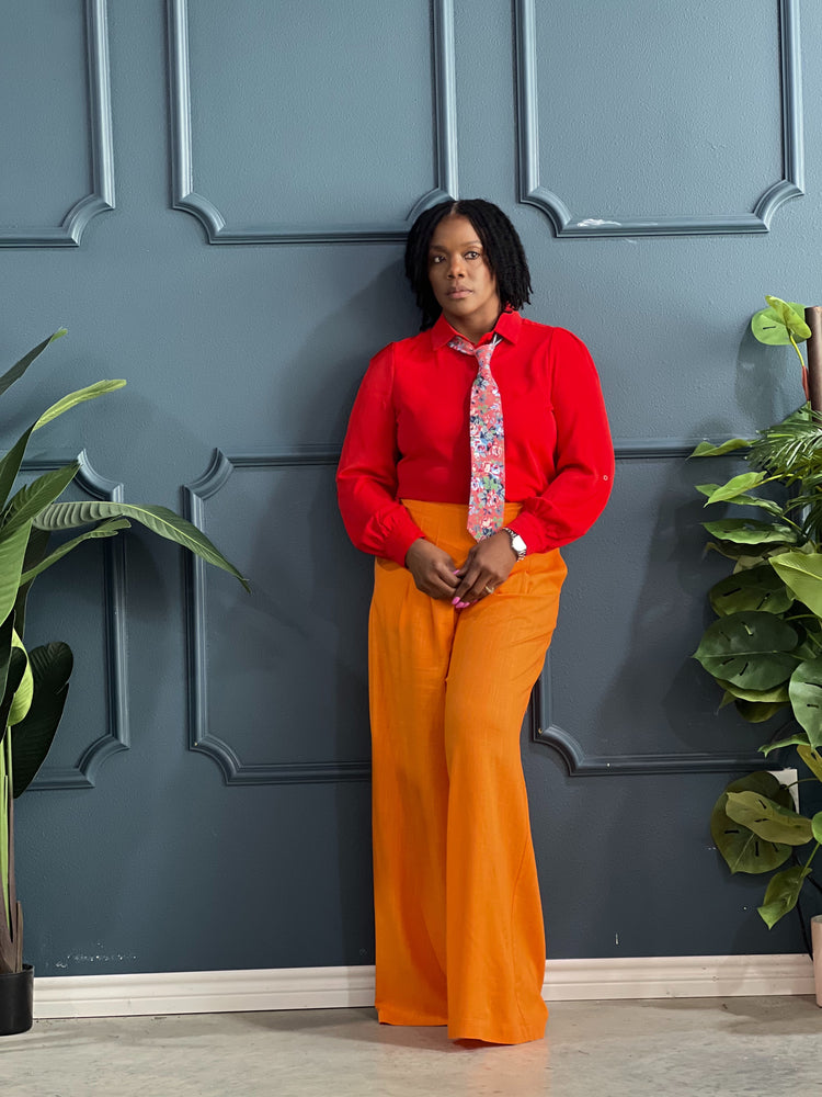 Something New Linen Pants-Orange