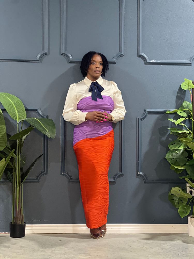 Business Blouse With Bow-Champagne