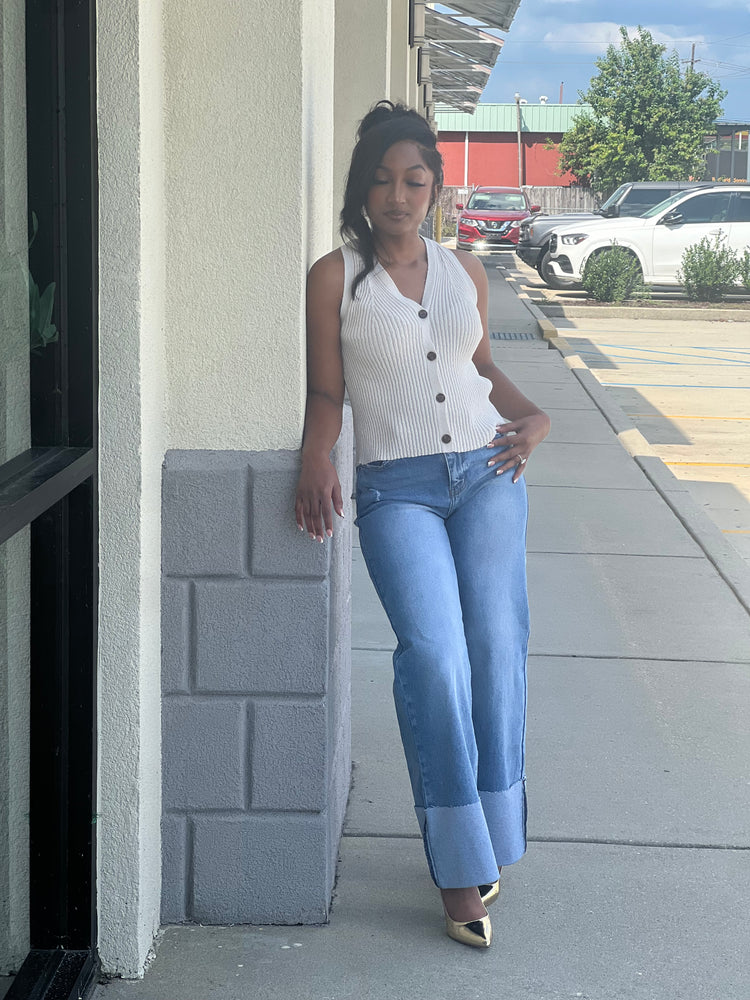 New Sweater Vest Top-Ivory