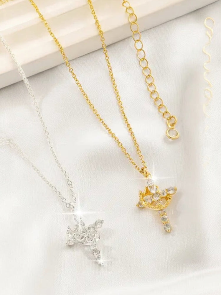 Crown Cross Necklace (2 colors)
