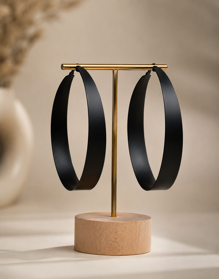 Round Black Matte Hoop Earrings