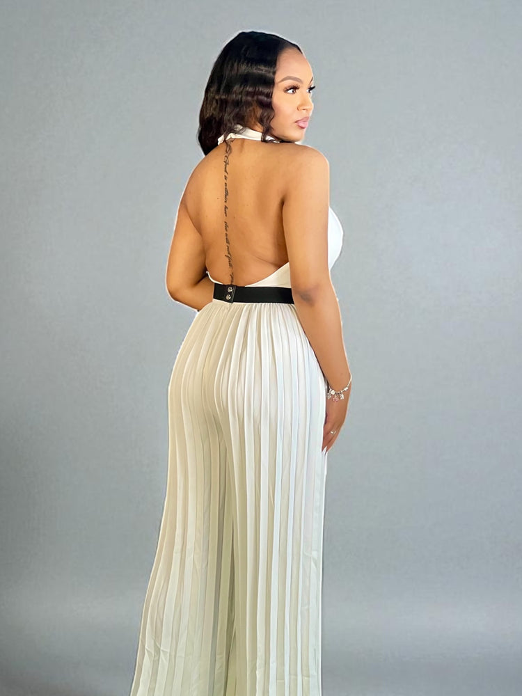 Seaux Pleated Jumpsuit-Off White