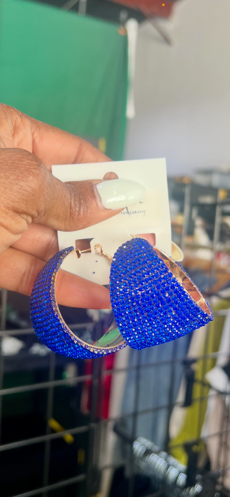 Fancy Wide Hoop Earrings-Royal Blue
