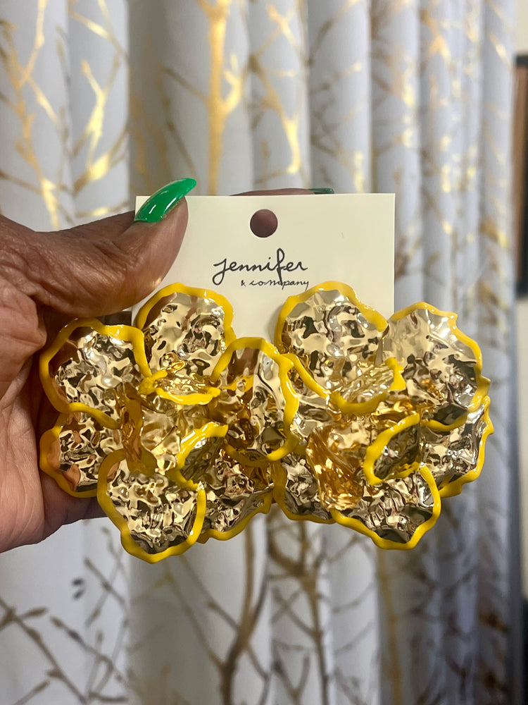 Yellow Petal Paradise Earrings Alc