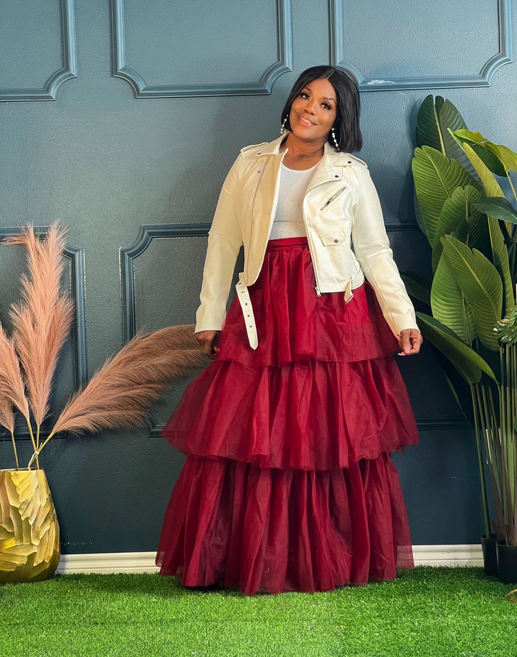 Birthday Collection Burgundy Tulle Skirt (Online only)
