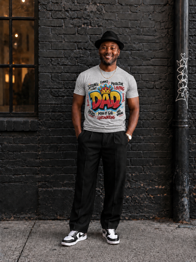 Father’s Day Collection Tee Shirt Dad Man Of God (Grey) IN STORE TUESDAY 6/16