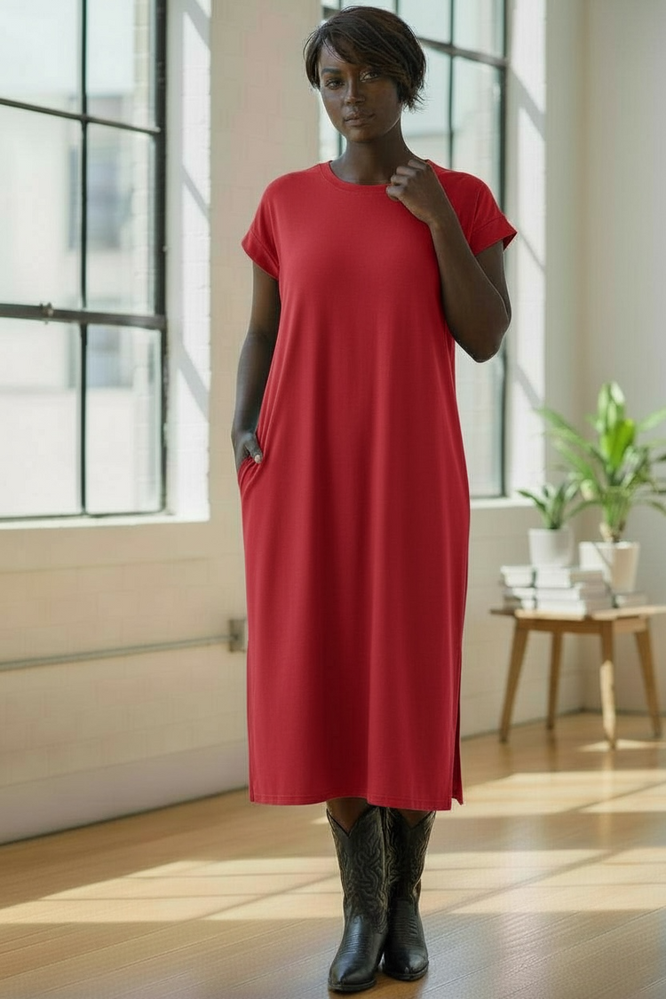 Les Comfy Dress Plus-Red
