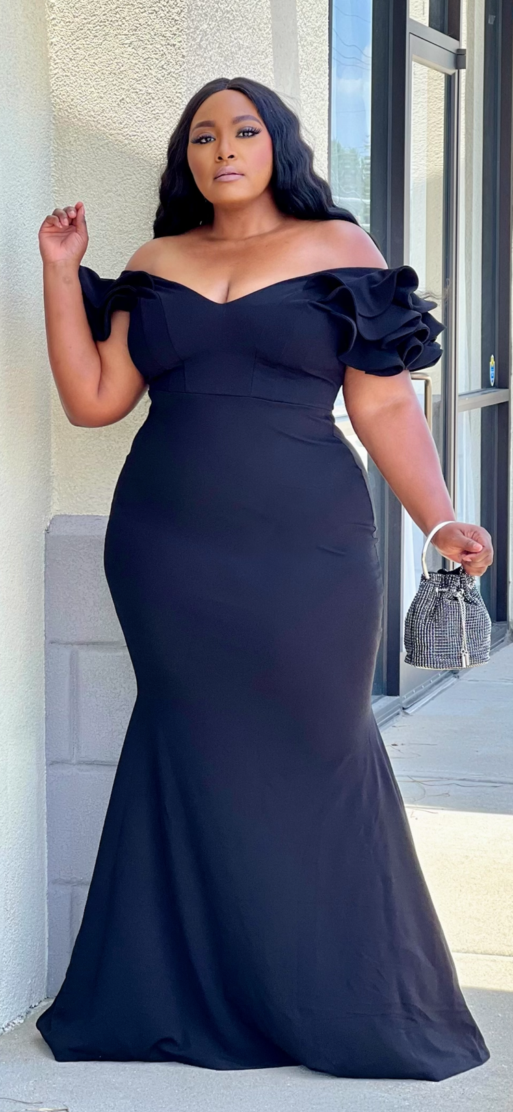 Ruffle My Shoulder Gown Plus