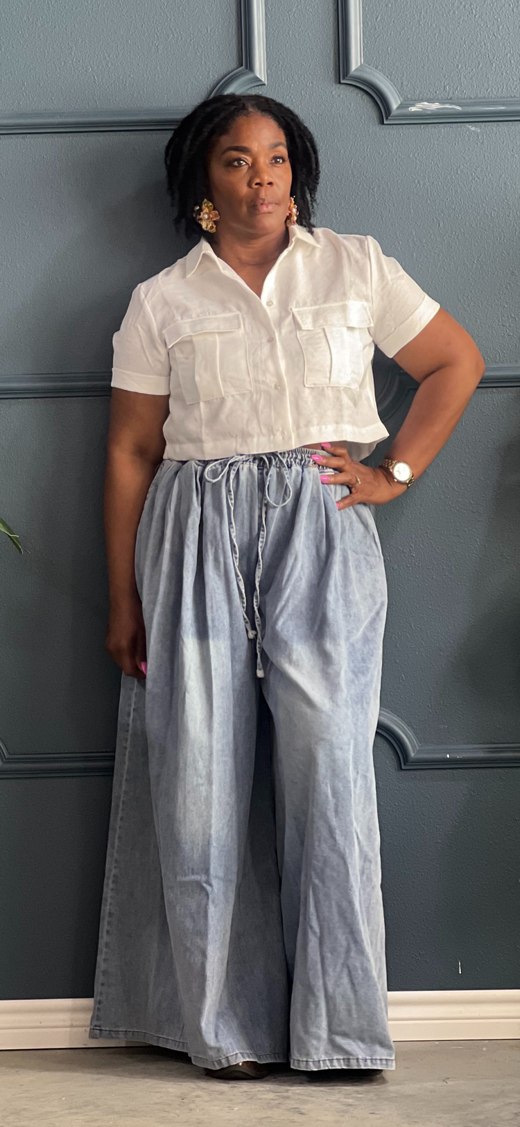Seaux Simple Crop Top-White