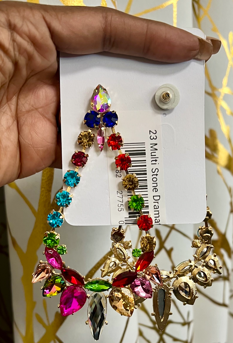 Multi Stone Dramatic Earrings Alc