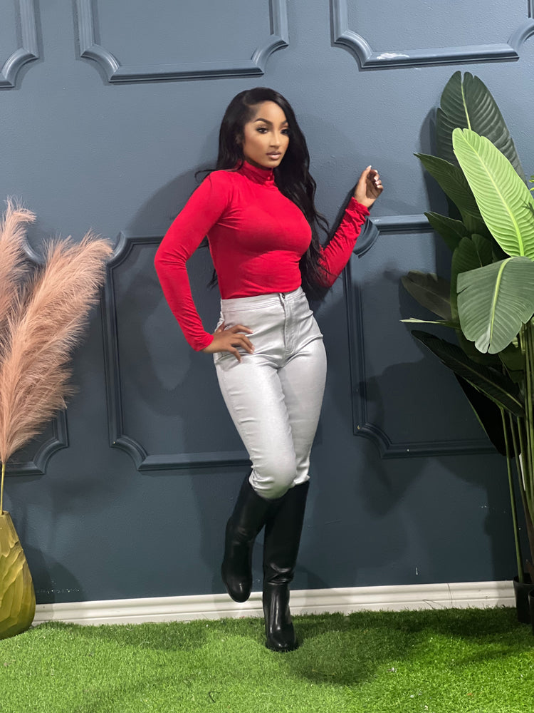 Metallic Silver Pants