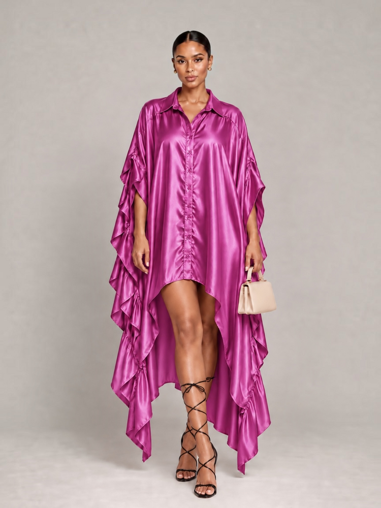 Batwing Shirt Dress-Magenta