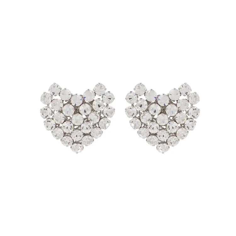 Clear Stone Heart Earrings