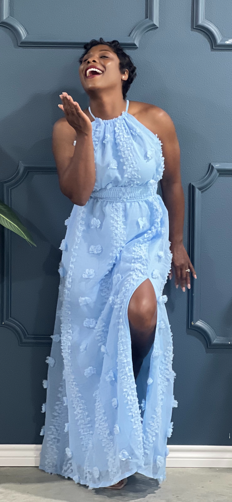 New Spring Maxi Dress-Baby Blue