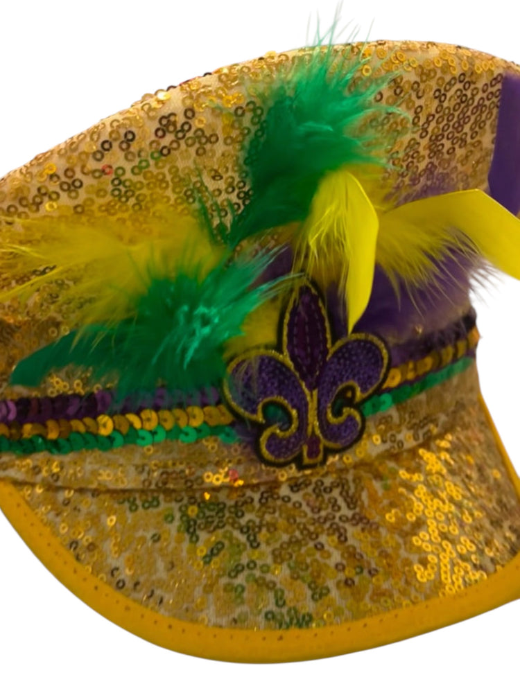 Mardi Gras Gold Sequin Captain Hat