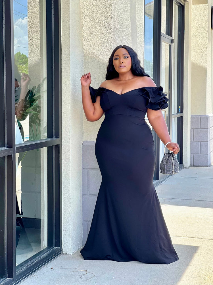 Ruffle My Shoulder Gown Plus