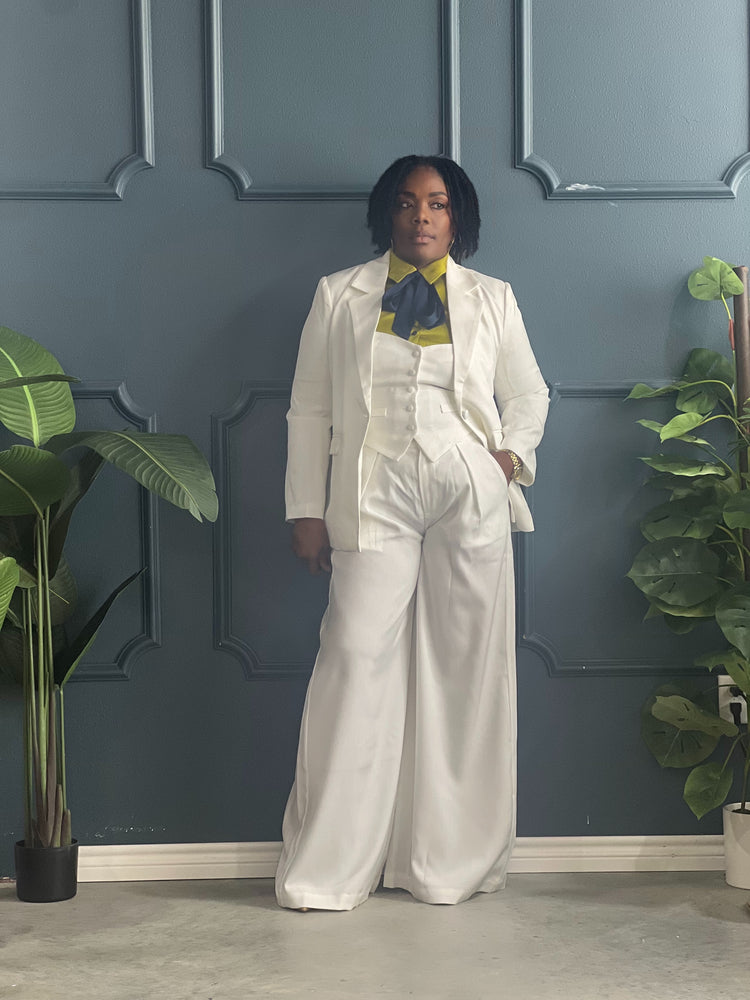 White Conference Call Suit Set