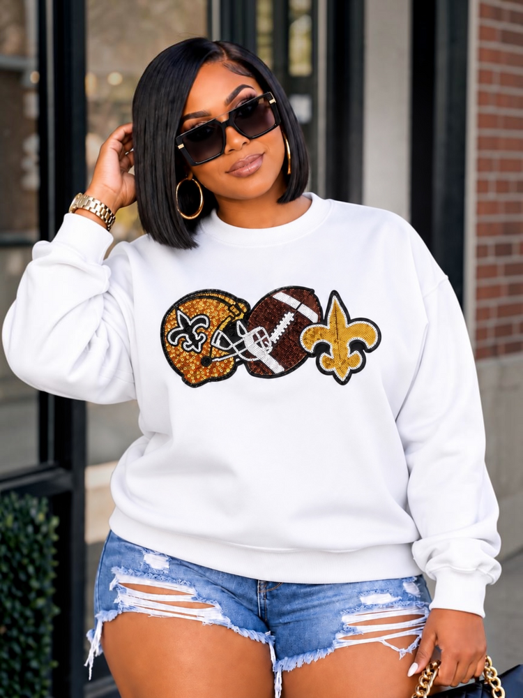 All Saints Patch Sweatshirt-White (Preorder Fri 10/9)