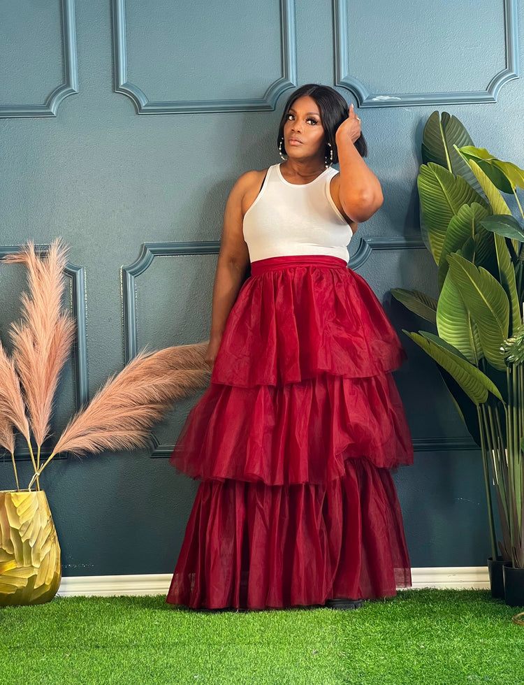 Birthday Collection Burgundy Tulle Skirt (Online only)