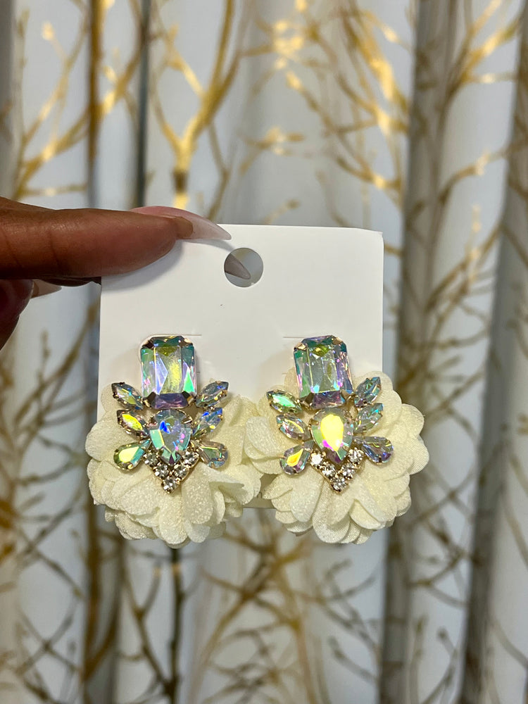 Ivory Petal and Stone Earrings