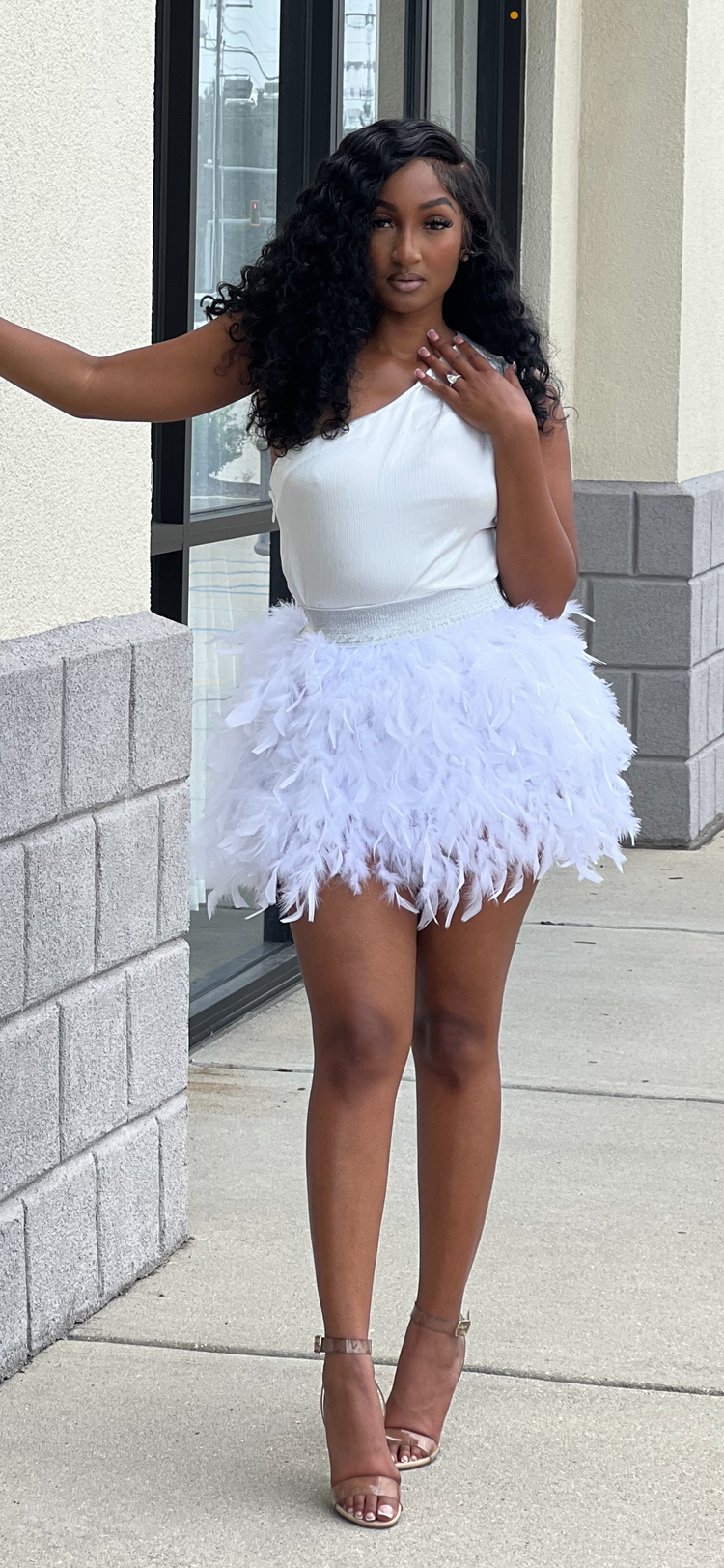 Feather Skirt-White