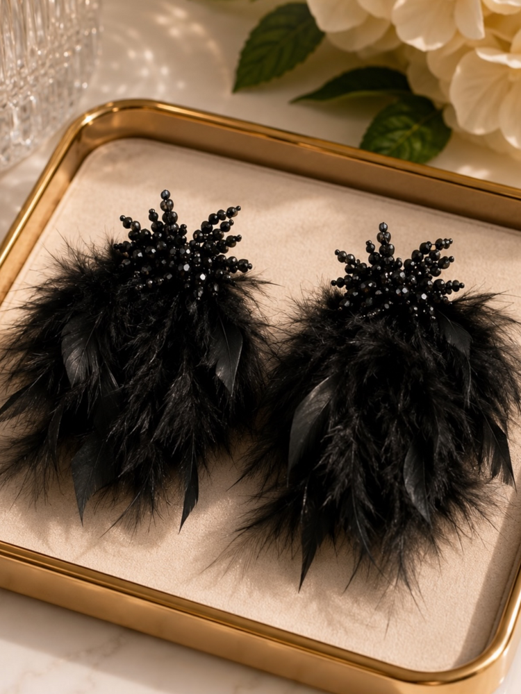 Formal Feather Earrings Alc