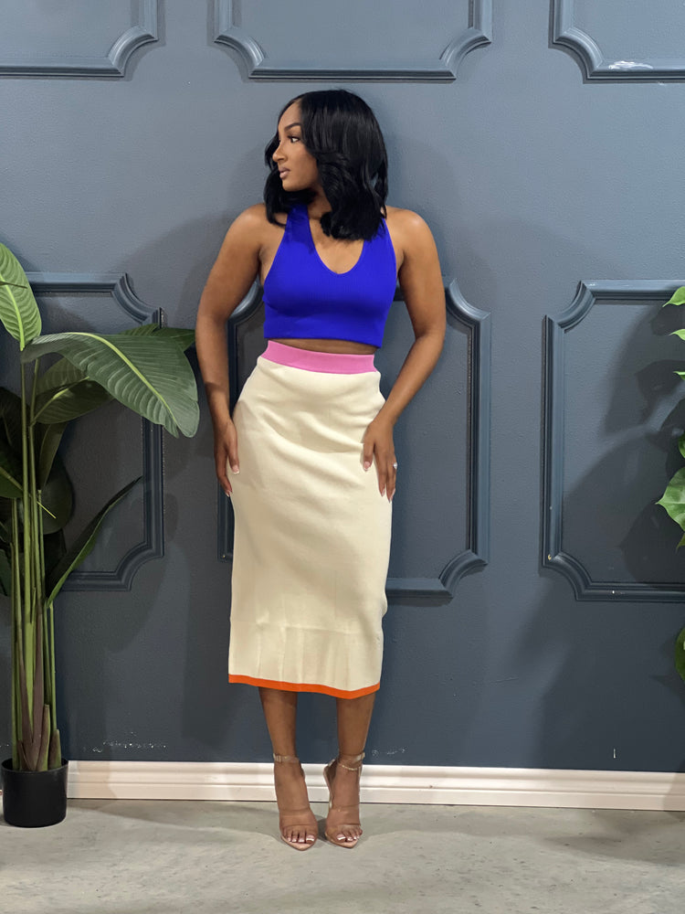 Color Block Skirt-Ivory