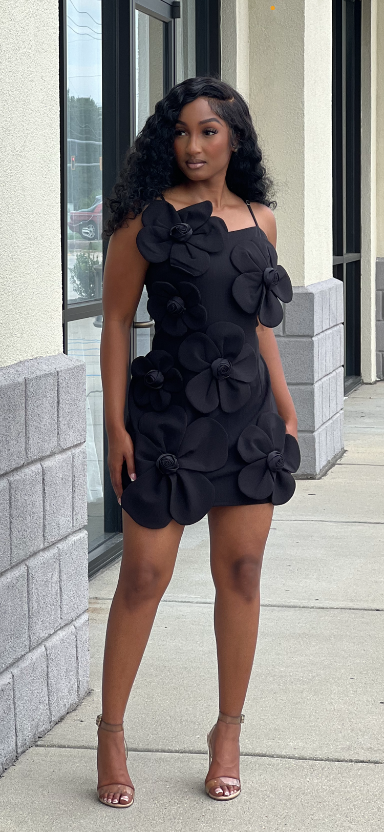 Just A Petal Dress-Black
