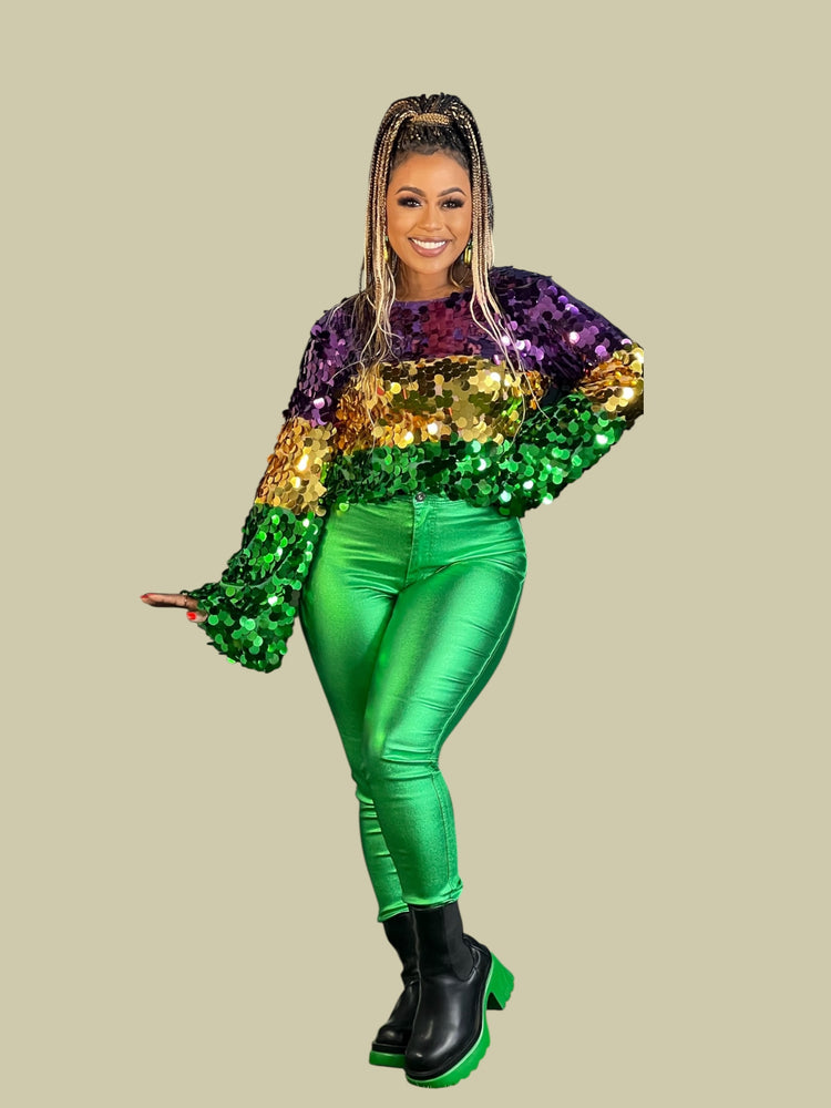 Metallic Green Super Woman Pants