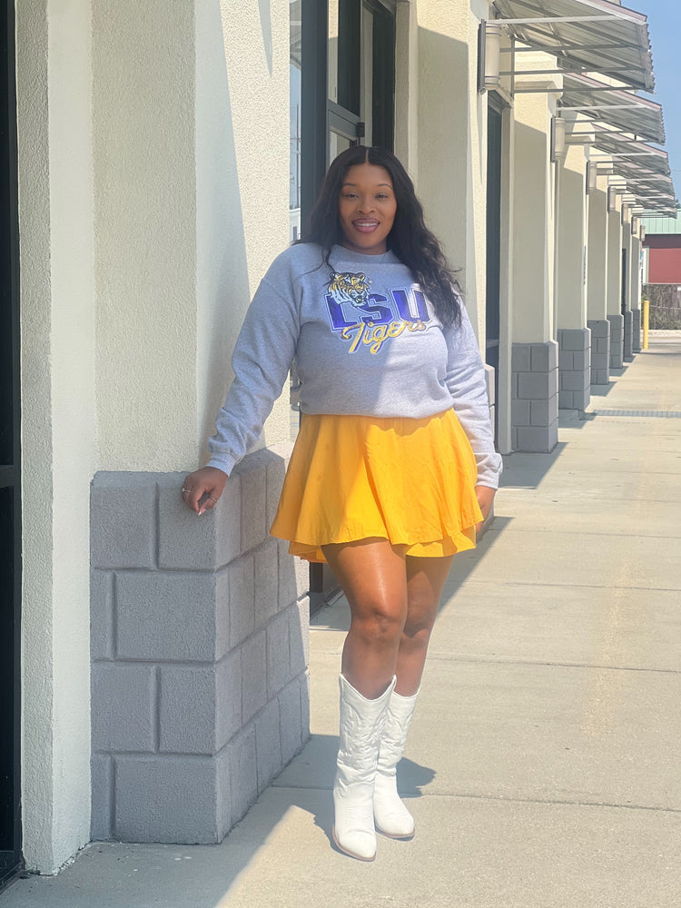 LSU Sequin Patch Sweatshirt-Grey