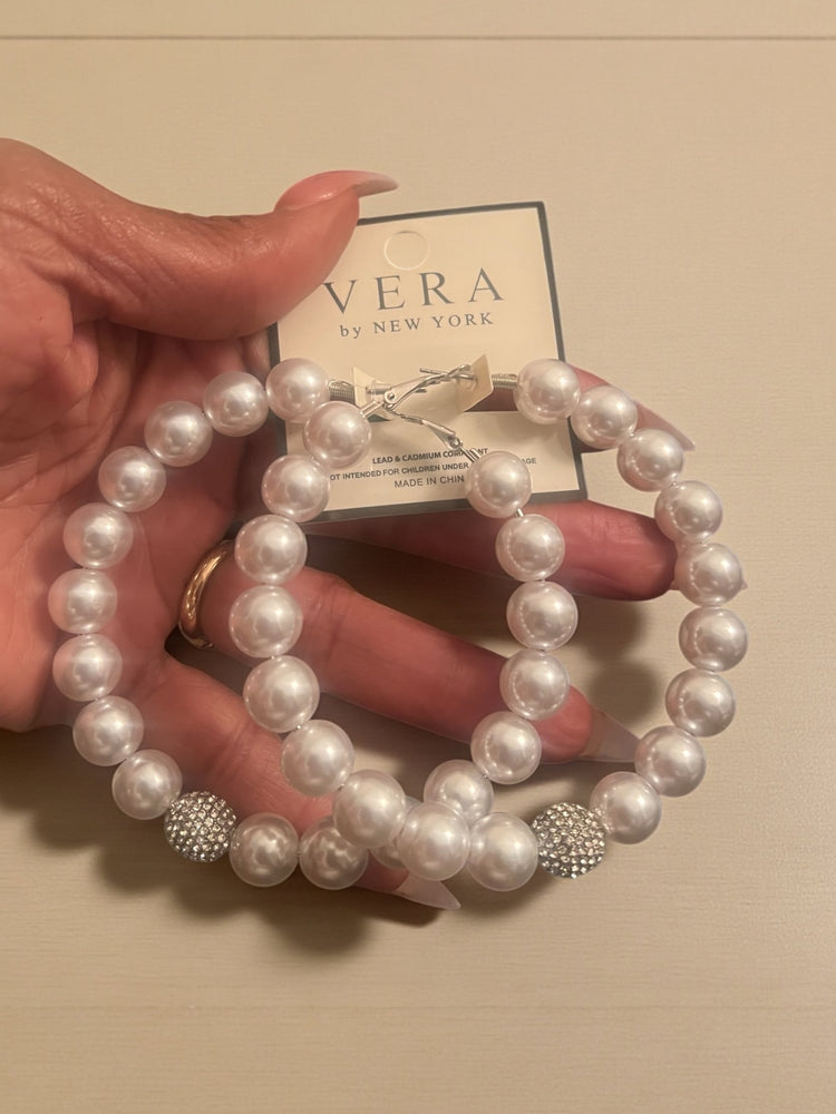 New Large Pearl Hoop Earrings