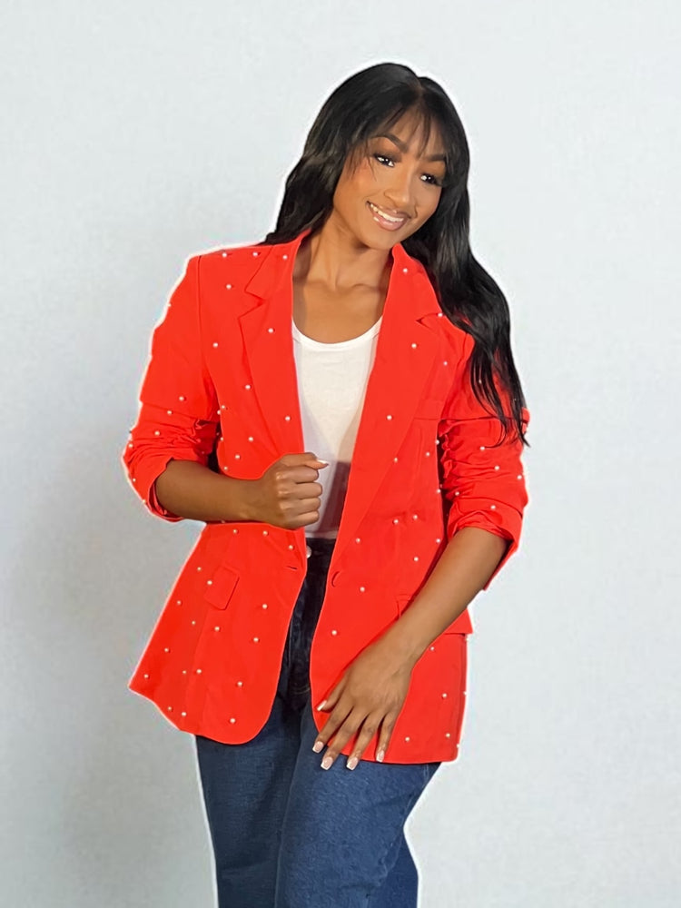 Pearl Blazer-Orange