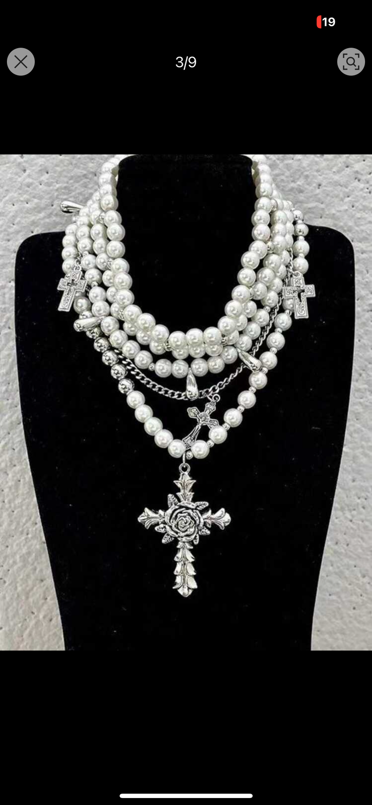 Multi Pearl Cross Necklace