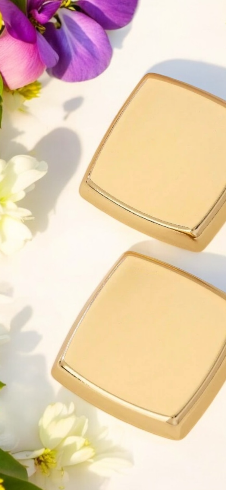 Golden Square Clip Earrings (Also available in pierced