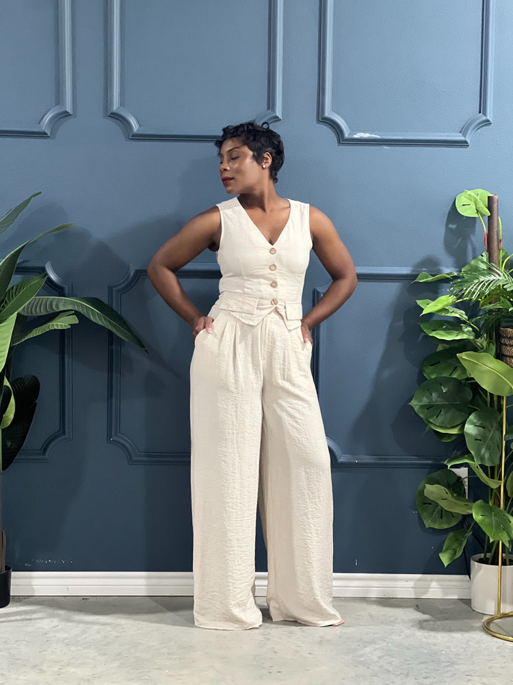Seaux Linen Set-Tan