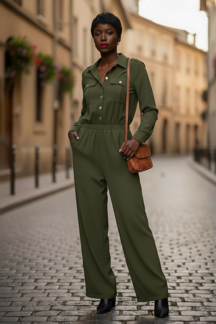 New Utility Jumpsuit-Olive