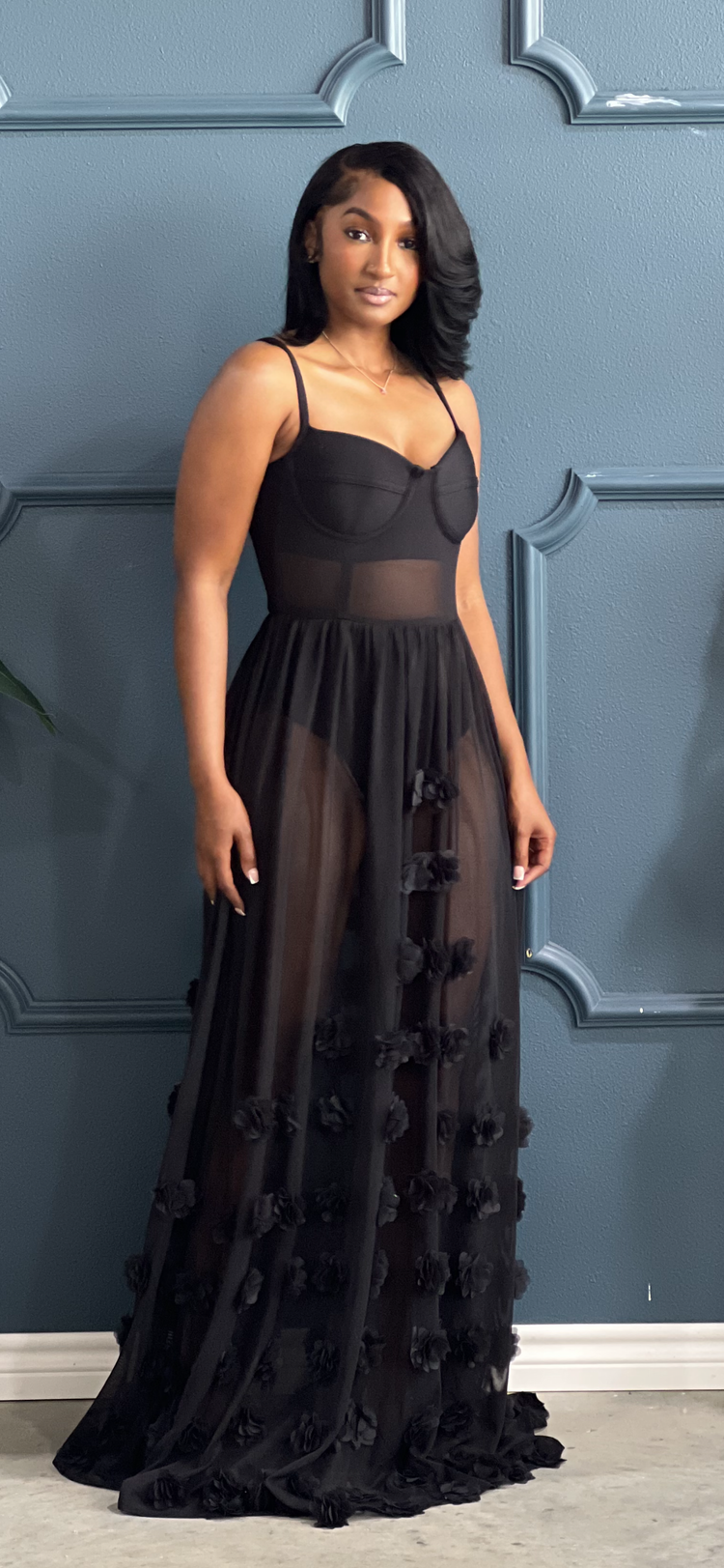 Black Floral Fun Dress