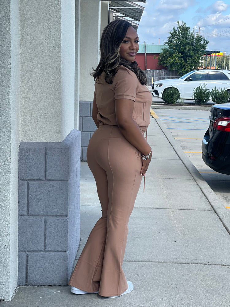 Short Sleeve Track Set-Mocha