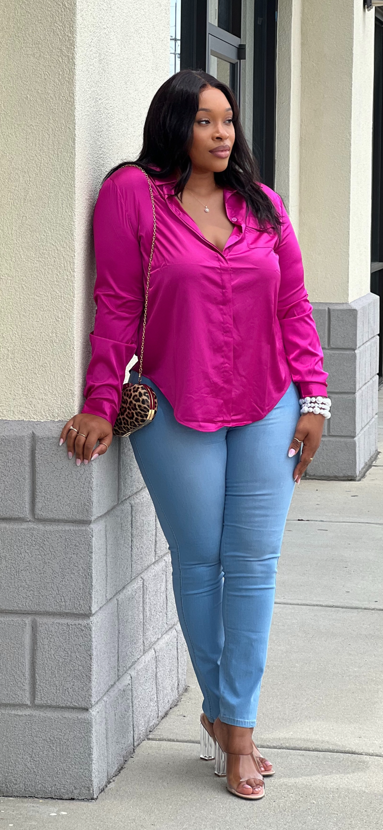 New Satin Blouse-Magenta
