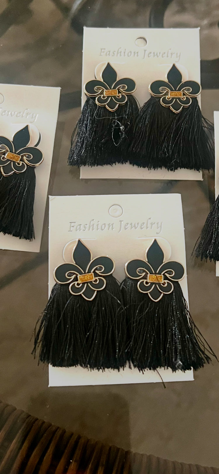 Black Fleur De Lis Earrings