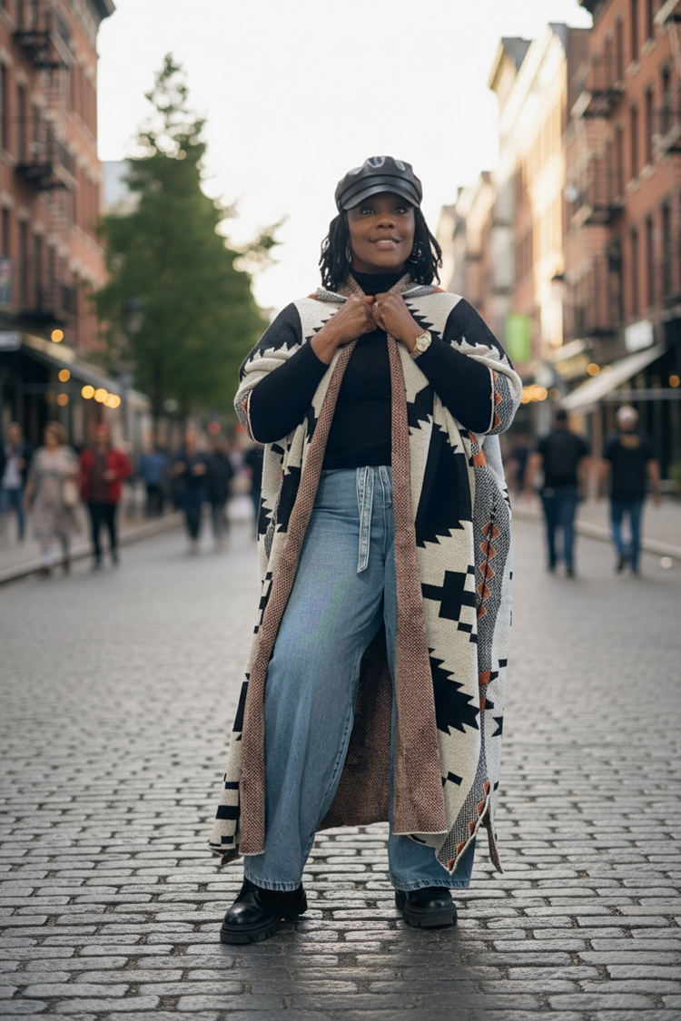 Aztec Poncho Cardigan