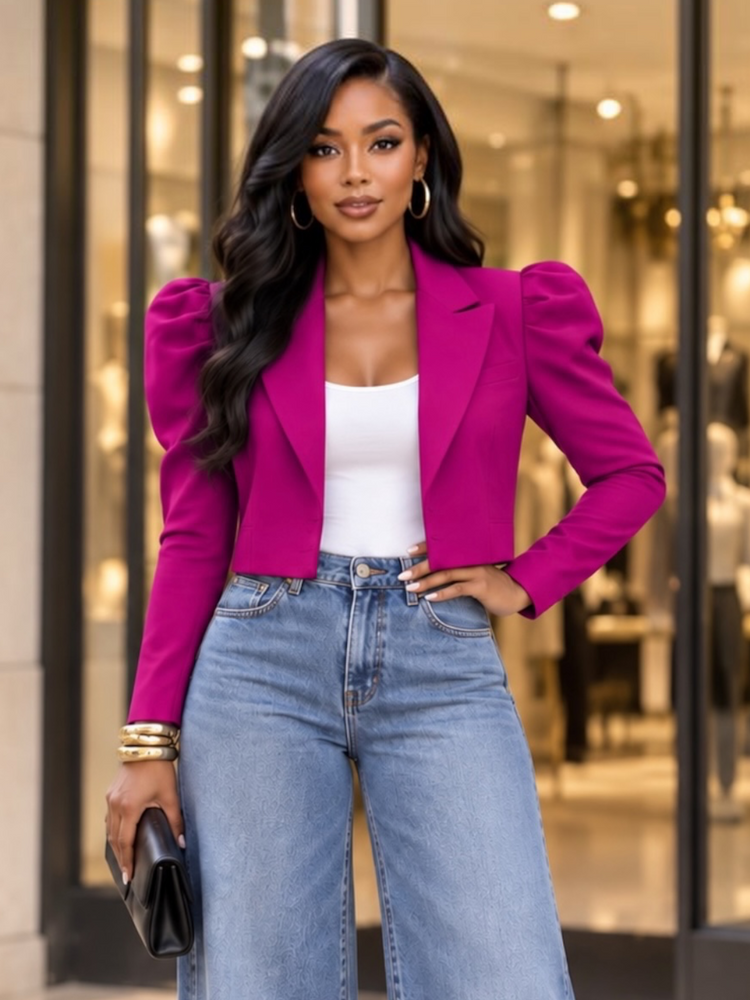 Magenta Cropped Blazer