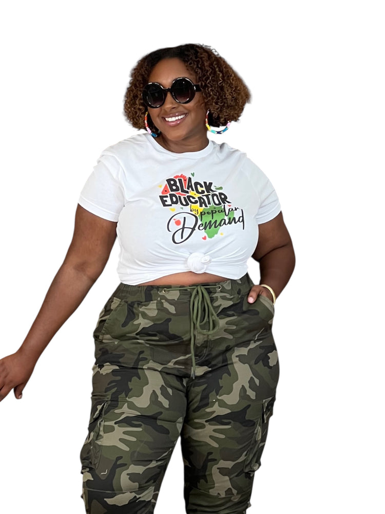 Black Educator White Tee Shirt