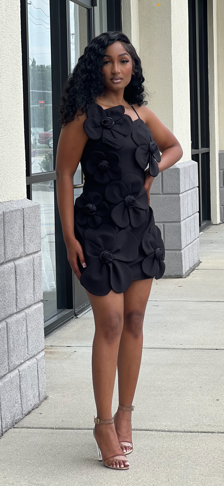 Just A Petal Dress-Black