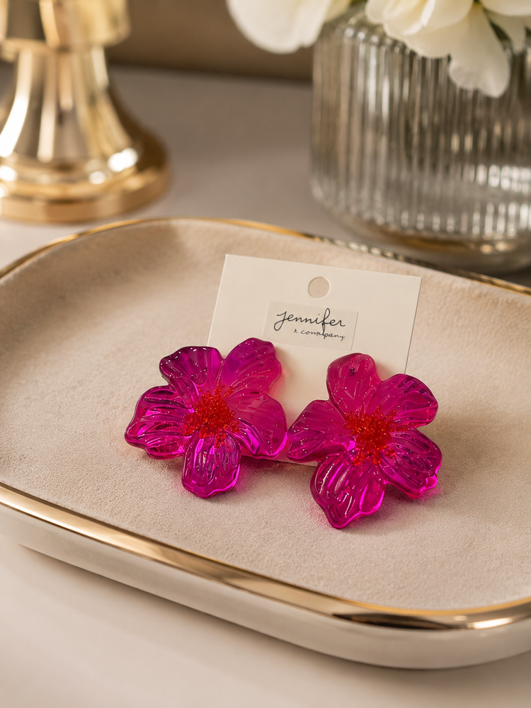 Glow Flower Earrings (pink)