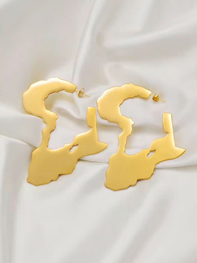Wide Gold African Earrings