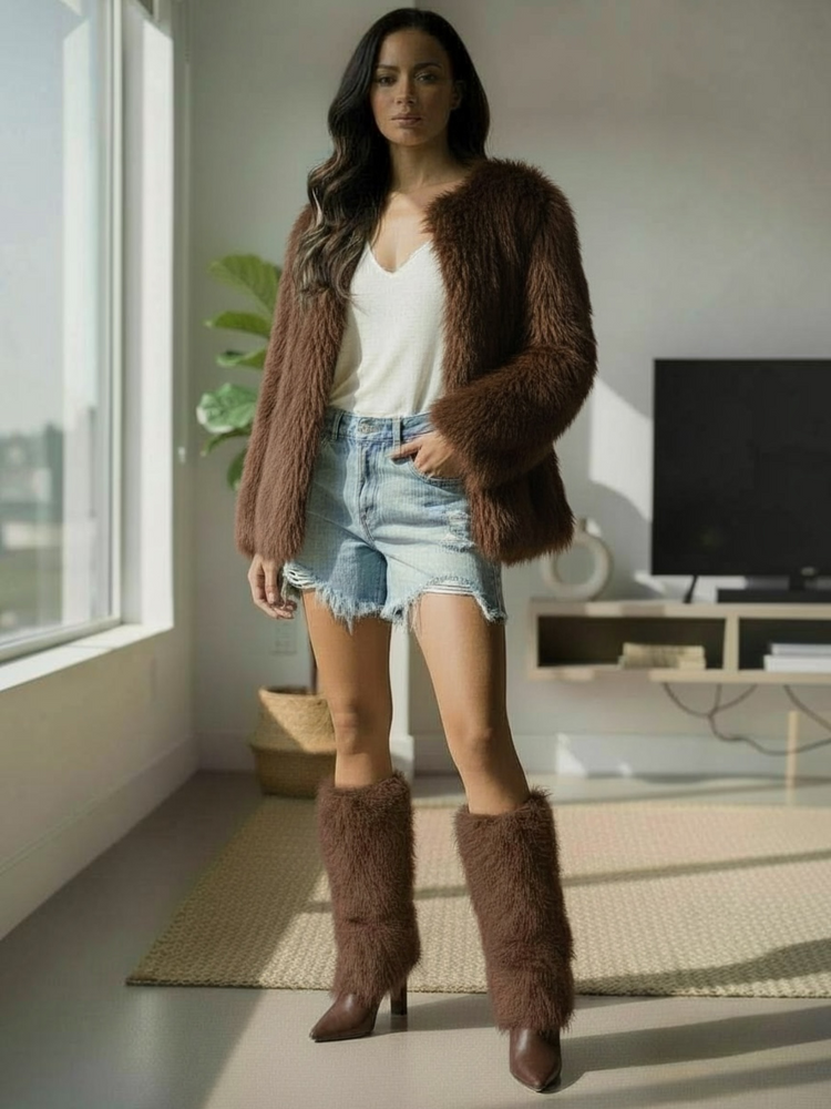 City Girl Fur Boots-Chocolate