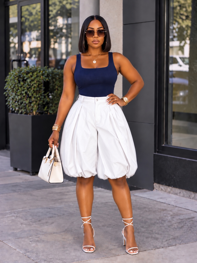 Balloon Shorts-White